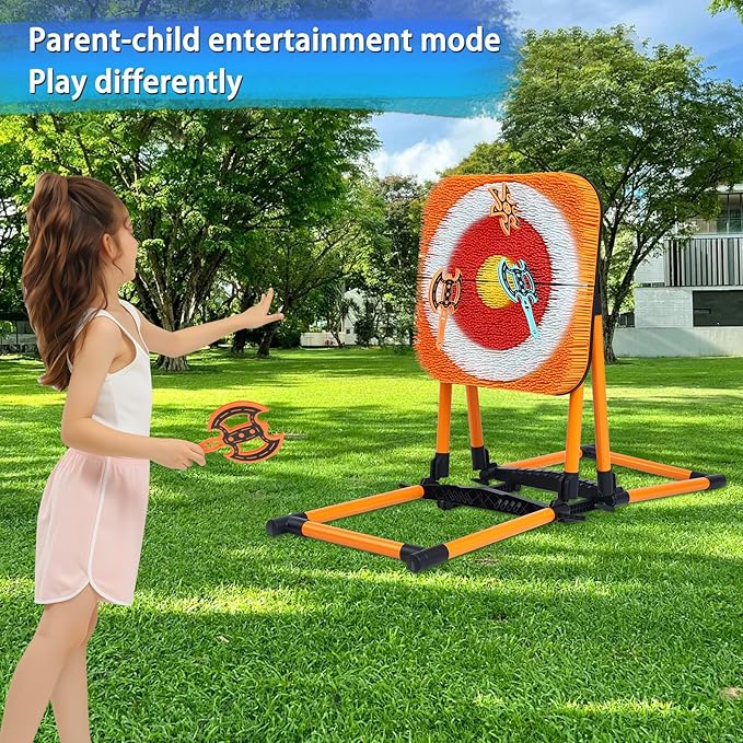 Axe Throwing Mane Target with 8 Axes 8 Darts Set, Outdoor Axe Throwing Game