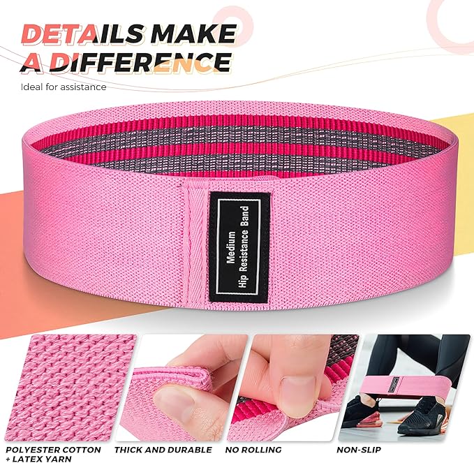Renoj Resistance Bands, Yoga Starter Sets for Women and Men, 3 Set of Stretch Exercise Workout Bands for Booty Legs, Elastic Pilates Flexbands