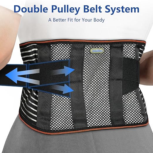 Lumbar and Lower Back Support Belt,With 4 Fixing Brackets,Mesh Breathable Support Belt,For the Relief of Sciatica, Herniated Disc, Scoliosis and Other Lumbar and Back Pain,For Men and Women - XXL